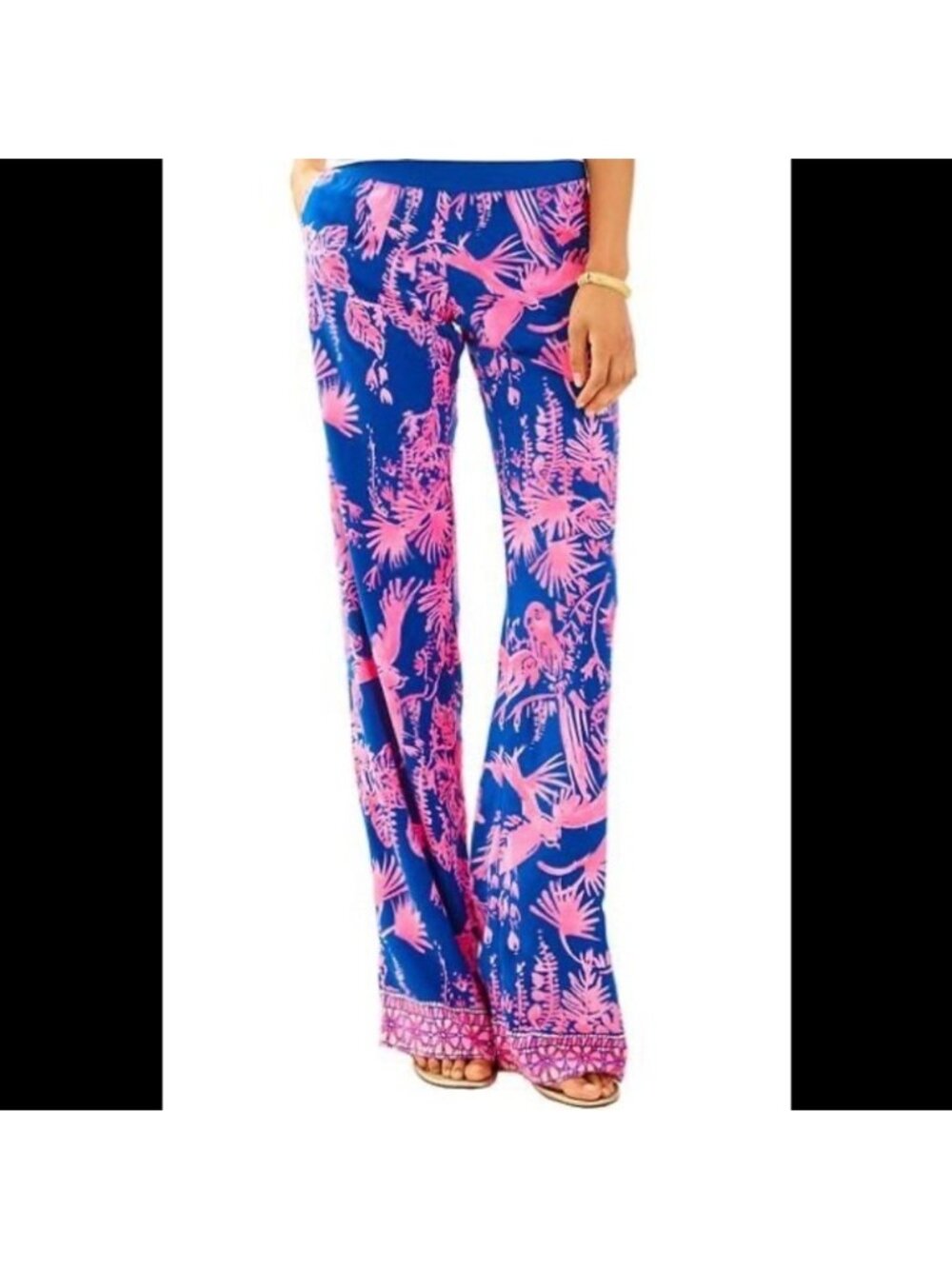 Lilly Pulitzer XS Seaside Beach Pants Indigo Night Caw Engineered Bottom